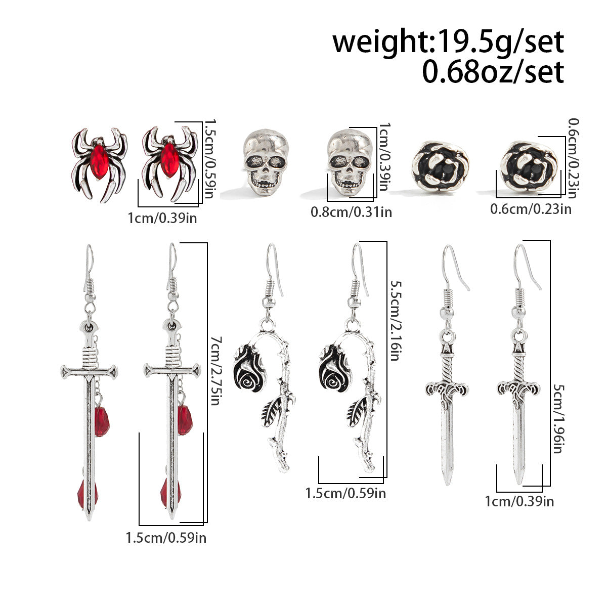Wholesale Rose  Bloody Cross Earring Set